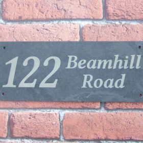 Hand Made House Signs | 2 Row Address Slate: Linux font - Mixed Upper & Lower Case