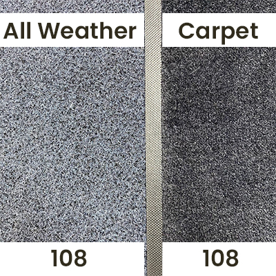 A comparison of our "Black 108" Colour in indoor lighting.
